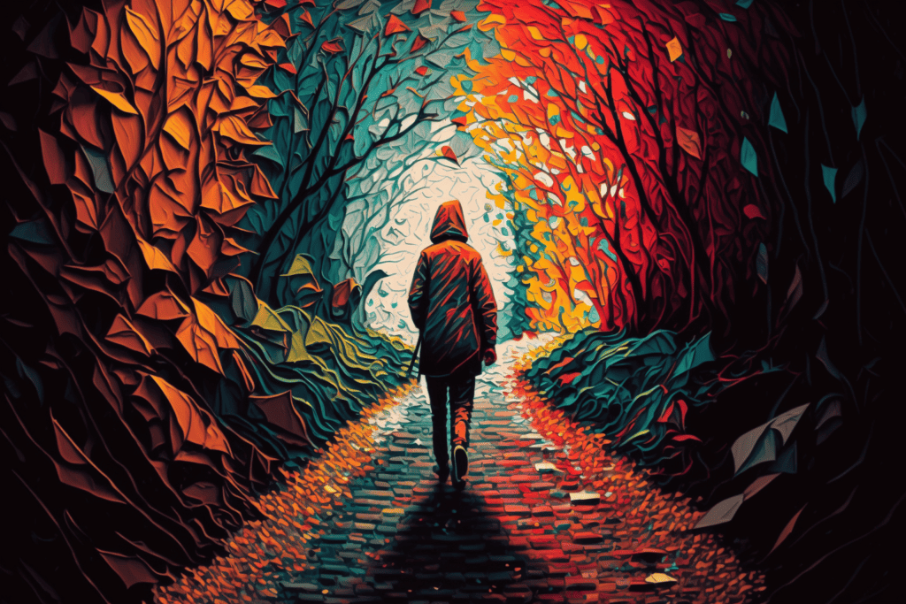 a lone non conformist walking a unique and colorful path 1