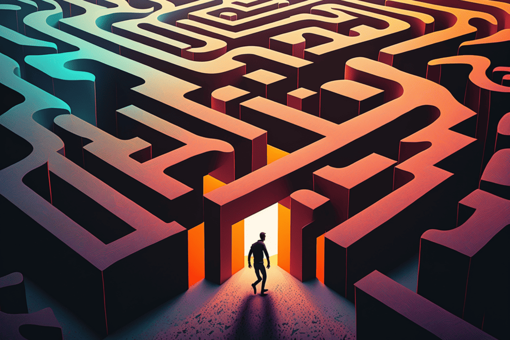 person entering a giant maze