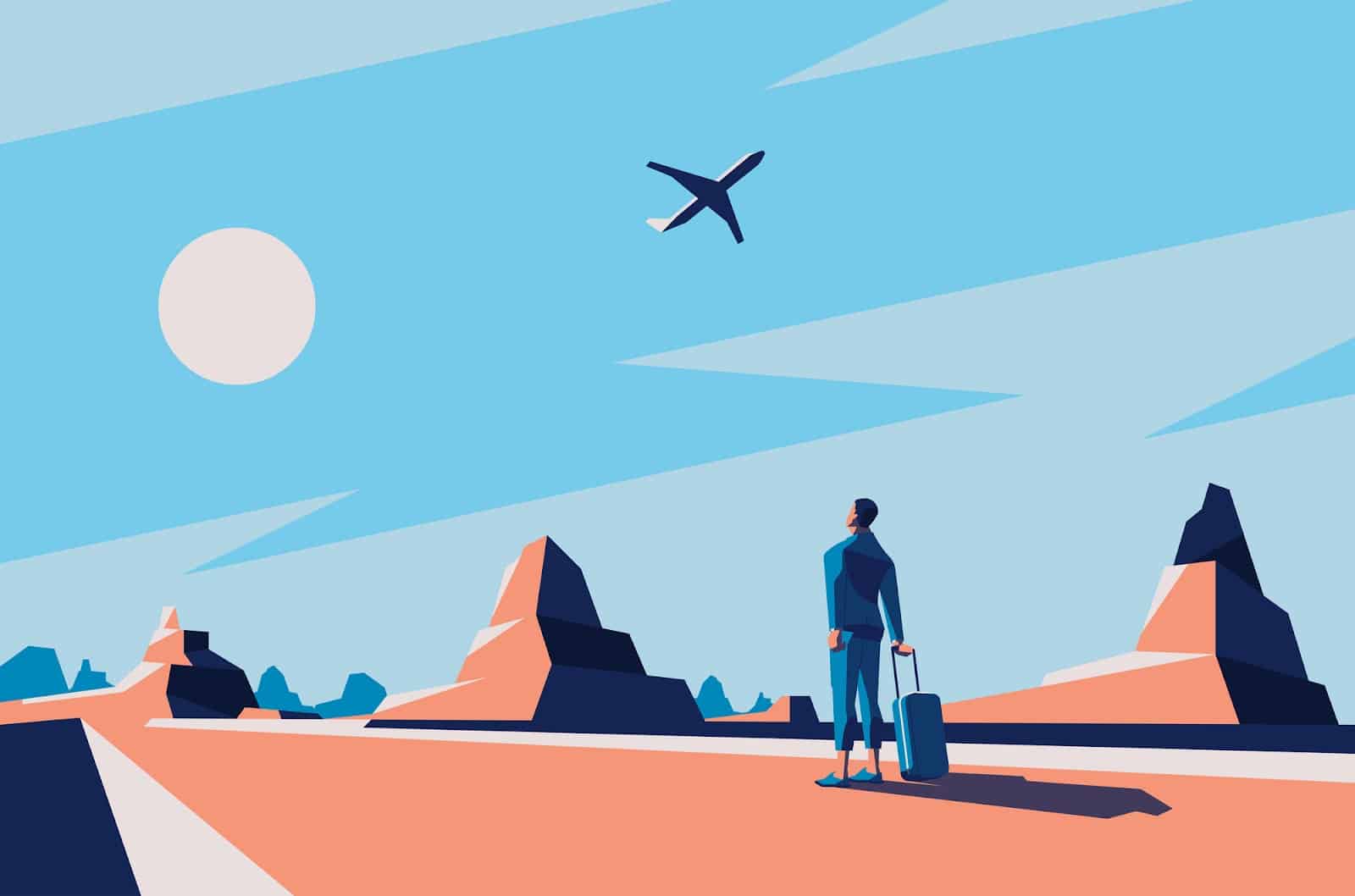 man-in-desert-looking-at-plane