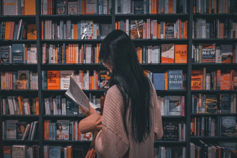 girl in library