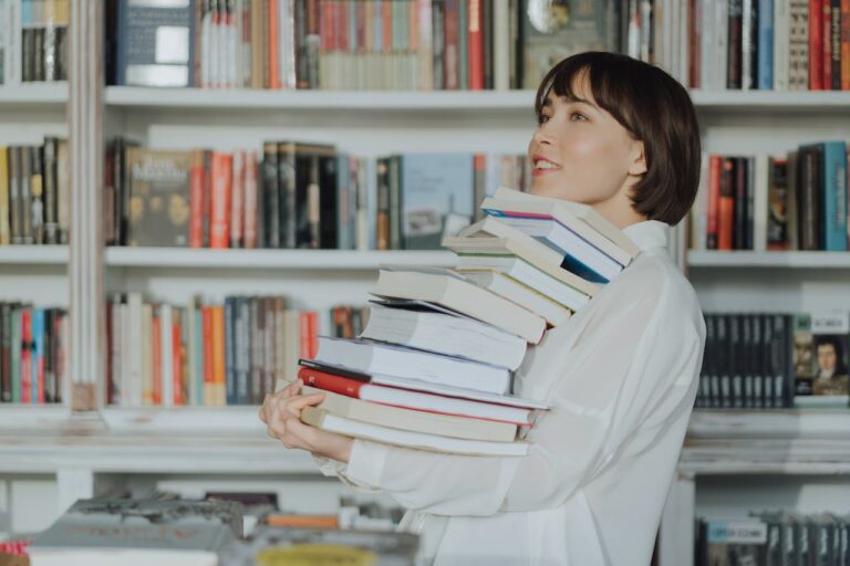 woman with books